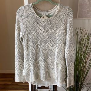 Lucky Brand White and Silver Sweater